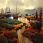 Michael O'Toole Two Boats at Skidegate painting